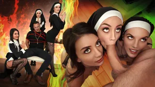 Tres monjas cachondas se jodan al diablo de él - Fiona Frost & Natalie Brooks & Selena Love
